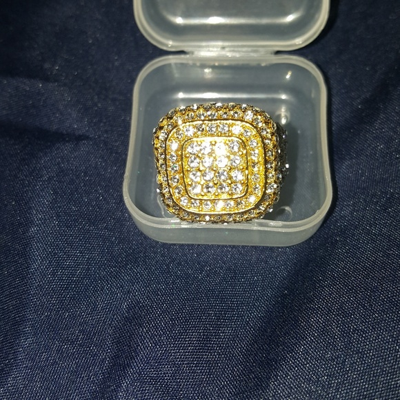 Gold over sterling silver men cz ring - Picture 1 of 1